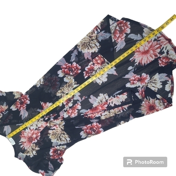 Anthropologie Ember Sheer Floral Flutter Sleeve Cover Wrap Dress – Size Large - Picture 9 of 12